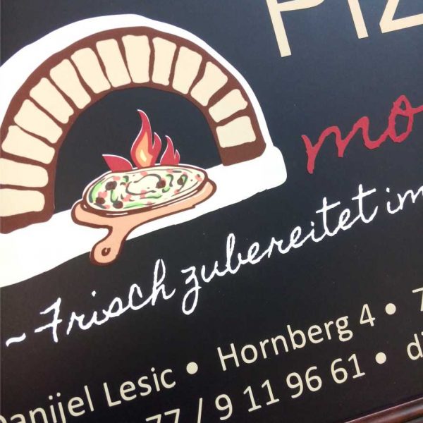 Logodesign Pizza mobile Logo Schild Werbetafel 2